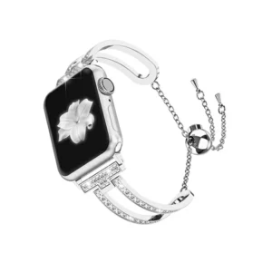 Rhinestone Stainless Steel Strap Compatible Apple Watch 2 3 4 5 6 7 8 SE Ultra Series and Samsung Watch